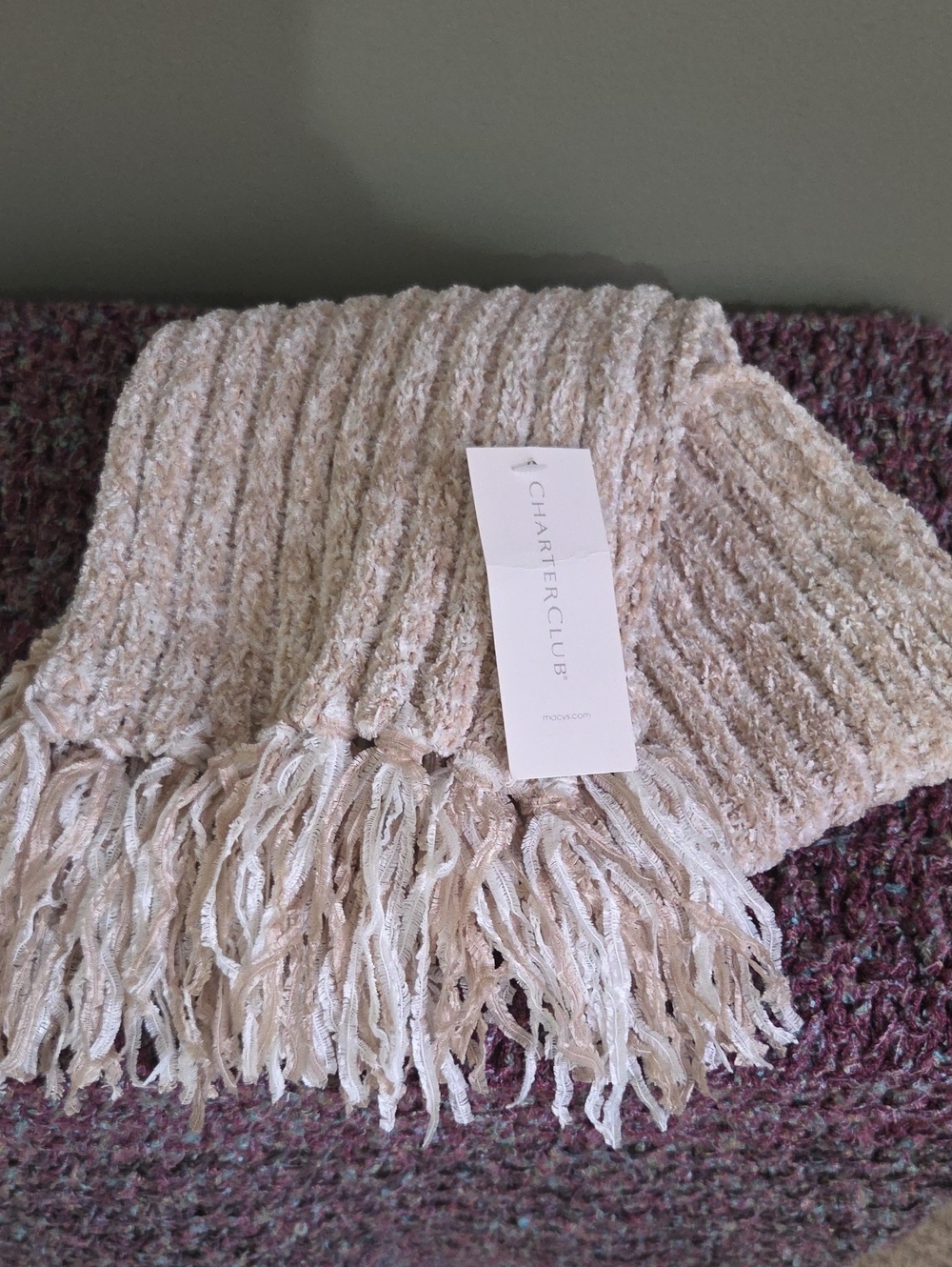 Charter Club Soft Cream Ribbed Scarf